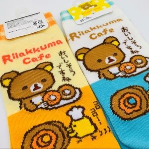2 pairs cute lovely Rilakkuma socks orange blue
